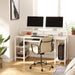 48 Inch Computer Desk, Home Office White with Keyboard Tray, Gaming with Full Monitor Stand, Storage Shelves & CPU Stand, Modern Study Writing Table Studio Work with Shelf