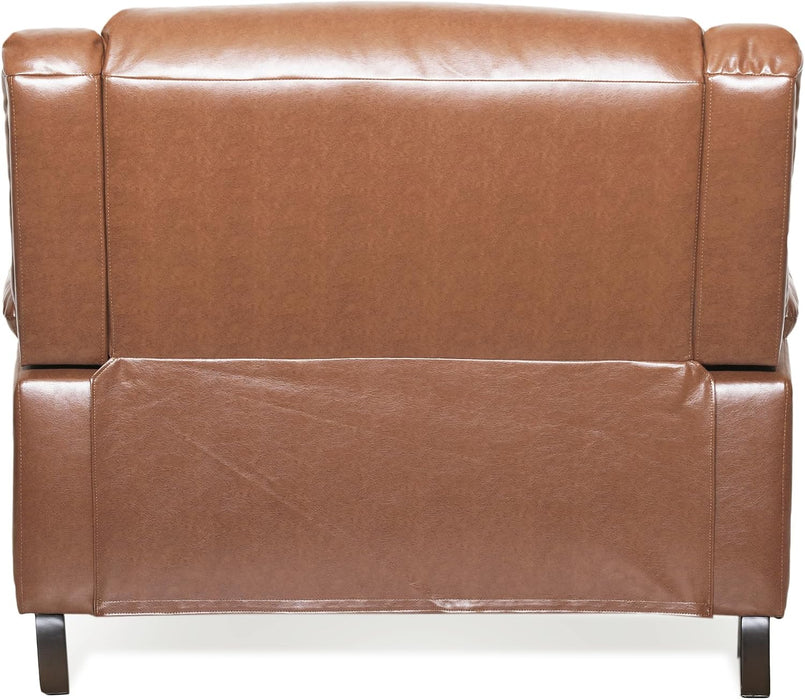 Carlo Oversized Manual Recliner Chair with Cup Holder, Faux Leather Recliner Sofa, Modern Reclining Accent Chair, Sturdy Wooden Frame, Brown