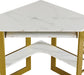 Corner Computer Desk 41 X 30 Inches with Smooth Keyboard & Storage Shelves for Home Office Workstation,White & Gold