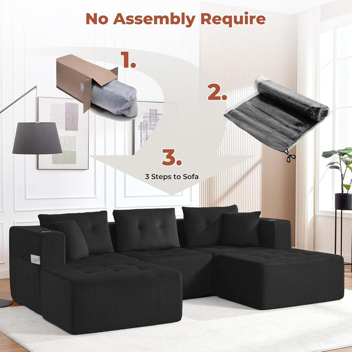 100Inch U Shaped Oversized Modular Sofa LuxuriousCorduroy