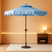 Outdoor - Valance 9-Foot Crank Patio Umbrella - Baby Blue & White Canopy - Brown Aluminum Pole - Decorative Petal Valance Trim - Ideal for Patio, Deck, Poolside, Backyard (PAT8006U)