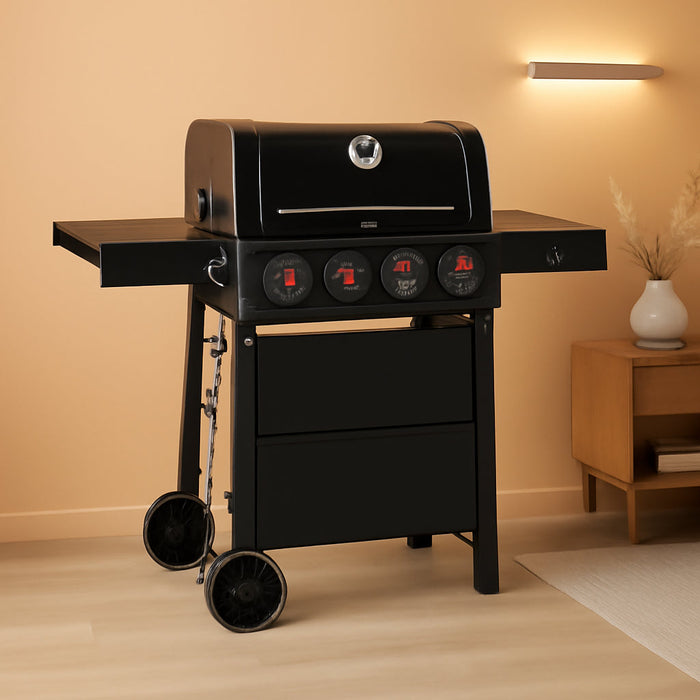 4-Burner Gas Grill with Side Tables, 36,000 BTU, 559 Sq. In., Black | Outdoor Propane BBQ Grill with Premium Enameled Coated Chamber Body & Porcelain-Enameled Grates for Deck Party & Patio BBQ