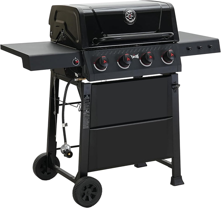 4-Burner Gas Grill with Side Tables, 36,000 BTU, 559 Sq. In., Black | Outdoor Propane BBQ Grill with Premium Enameled Coated Chamber Body & Porcelain-Enameled Grates for Deck Party & Patio BBQ