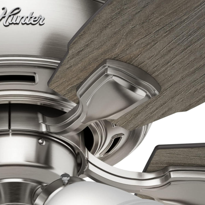 52 Inch Indoor Ceiling Fan with LED Lights - Ceiling Fan with Pull Chain, for Bedroom or Living Room, Standard Mount, No Remote, 5 Blades, Includes Bulbs - Amberlin 53216, Brushed Nickel