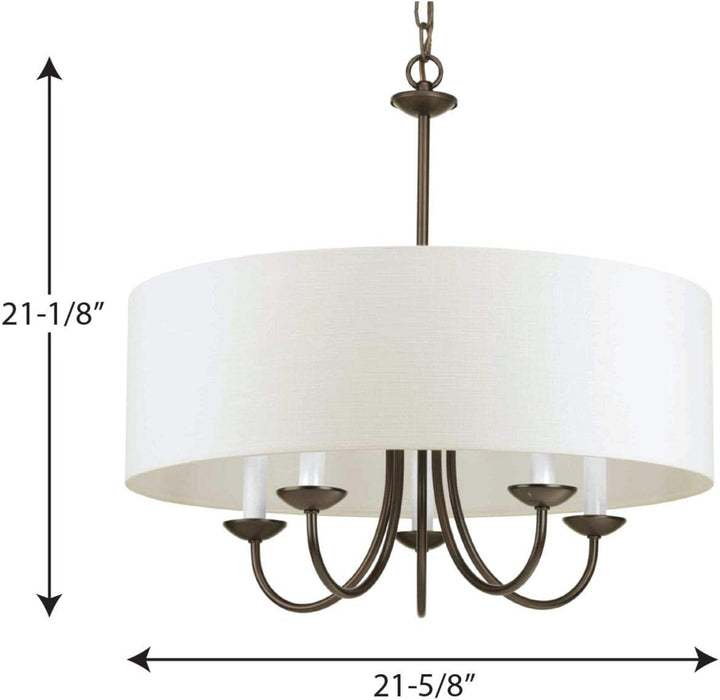 Five Light Chandelier Fixture White Textured Bronze