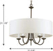 Five Light Chandelier Fixture White Textured Bronze