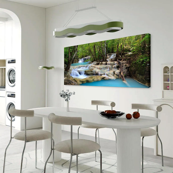 S01598 1 Panels Wall Art Tropical Beautiful Waterfall Prints Light Green Forest Natural Picture Canvas Paintings Scenery Spring Summer Landscape for Home Wall Decor Artwork