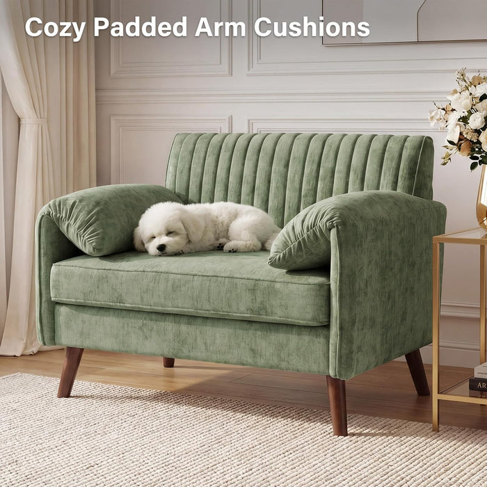 Green Oversized Chenille Accent Chair with Padded Arms