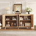 63" Fluted Sideboard Buffet Cabinet with Storage, Modern Curved Wood Credenza Media Console, Heavy Duty Coffee Bar Station with Adjustable Shelves for Kitchen, Living Room, Natural