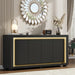 63"Sideboard Buffet Cabinet,Kitchen Buffet Storage Cabinet with Power Outlets & LED Light, Modern Storage Cabinet with 4 Doors,Coffee Bar Console Wine Bar for Living Room,Kitchen,Hallway (Black)