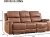 Faux Leather Manual Reclining Sofa,3 Seat Recliner Couch Sofa with Overstuffed Arms and Back,Manual Recliner Sofa Set with Concealed Cup Holders for Living Room,Brown