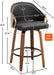26" Swivel Counter Height Barstools Set of 2, Black Leather Bar Stools Mid Century Modern Bar Chairs with Wood Legs and Golden Arms for Kitchen Dining Pub Cafe