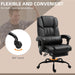 High Back Massage Office Chair with 6 Vibration Points, PU Leather Reclining Computer Chair, Ergonomic Desk Chair with Footrest Adjustable Height and Remote, Black