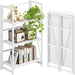 No Assembly Folding Bookshelf Storage Shelves 3 Tier Vintage Bookcase Standing Racks for Bedroom Living Room Home Office