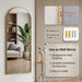 58"X20" Arched Full Length Door Mirror, Over-The-Door Hanging, Floor Standing, Wall Mounted or Leaning, Metal Frame Body Mirror for Bedroom, Living Room, Closet, Dorm, Gold