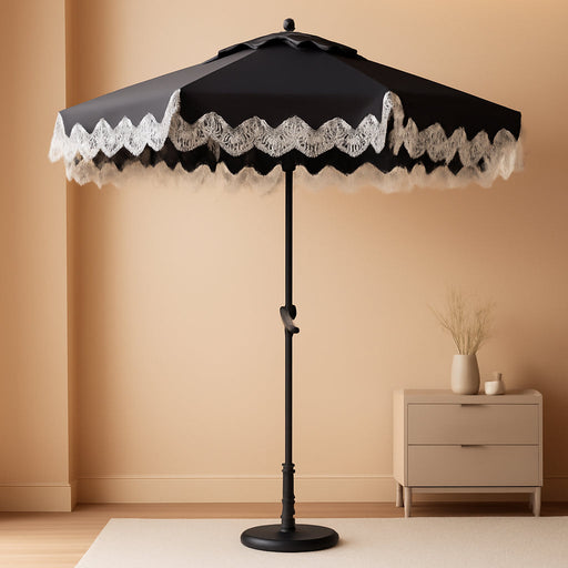 9FT 2 Tier Fringe Patio Umbrella W/Tilt