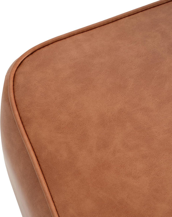 Ellis Faux Leather Pouf Ottoman Foot Rest, Square PU Pouffe Ottoman Footstool, Living Room Sofa Couch Extra Seat, Modern Coffee Table for Home Office Bedroom, Tan Brown