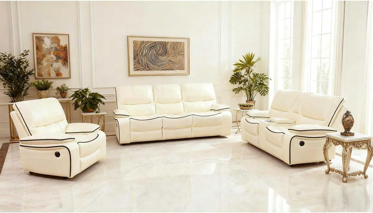 Power Recliner Sofa Set with Led/Storage, Leather Recliner Couch for Living Room, Leather Loveseat Set and Chair with Storage Console for Living Room/House/Apartment(Sofa+Loveseat+Chair)