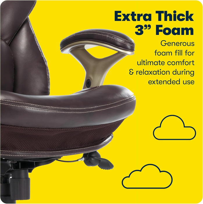 Claremont Ergonomic Executive Office Chair with Back in Motion Technology, Adjustable Mid Back Desk Chair with Lumbar Support, Bonded Leather, Chestnut Brown