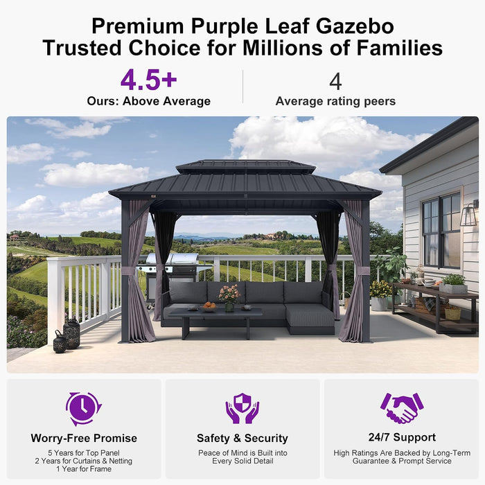 8x12 Grey Aluminum Hardtop Gazebo BackyardPatio Deluxe