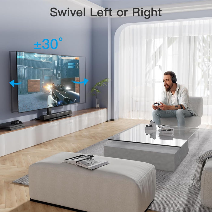 Universal Swivel TV Stand Legs for 32-60 Inch LCD LED Tvs, Height Adjustable Television Mount Stand with Tempered Glass Base, Universal VESA Mount 400×400Mm, Holds up to 88Lbs, PSTVS09