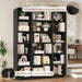72" Triple Wide Bookshelf, 6-Tier Tall Bookcase, Black Book Shelf