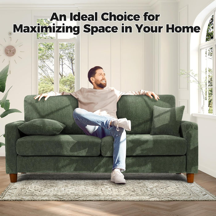70In Emerald Corduroy Oversized Cushioned ThreeSeater Sofa