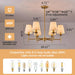 Gold Chandelier with Shades 6 Light Ceiling Light Fixture with Linen Fabric Farmhouse Pendant Lights for Bedroom Kitchen Dining Room Living Room Foyer