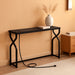 44.9" Sofa Table, 9.4" Narrow Console Table with Charging Station, Couch Table behind Sofa with Outlet, Entryway Table with Display Shelf, Living Room, Black CTHB113E01