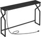 44.9" Sofa Table, 9.4" Narrow Console Table with Charging Station, Couch Table behind Sofa with Outlet, Entryway Table with Display Shelf, Living Room, Black CTHB113E01