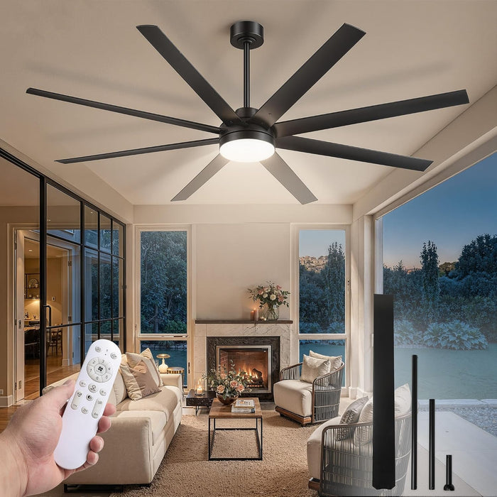 Contemporary Black Ceiling Fan With Integrated Lighting