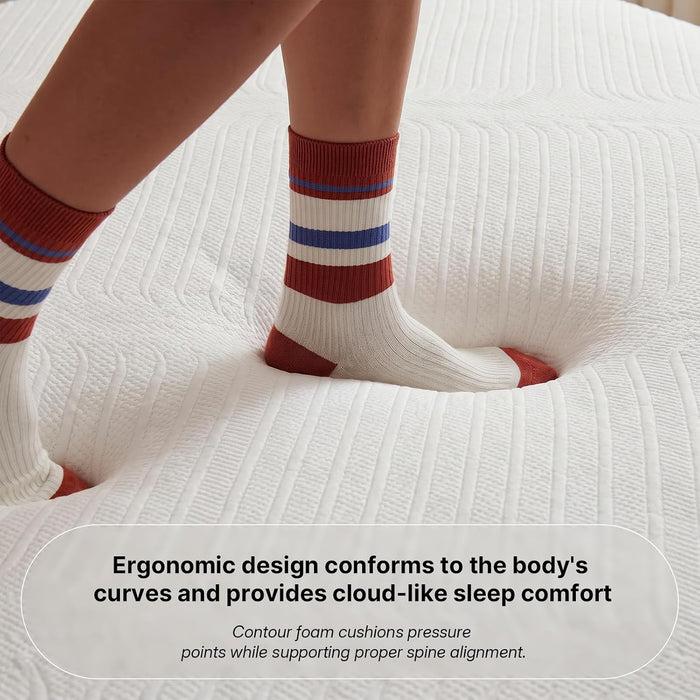 Full 10 Inch Hybrid Mattress in a Box, Medium-Firm, Memory Foam with Individually Pocketed Coils, Zoned Support, Motion Isolation, Certipur-Us Certified