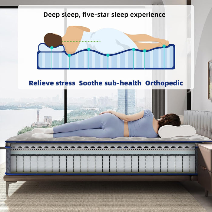 Thickened Memory Foam Queen Mattress(12.9Inchest) Cool Mattress-9-Layer Thickened-Medium Firm,Bed Durable,Edge Reinforcement No Collapse,Top Exhaust System No Damp Heat,No Back Pain-365Day Try