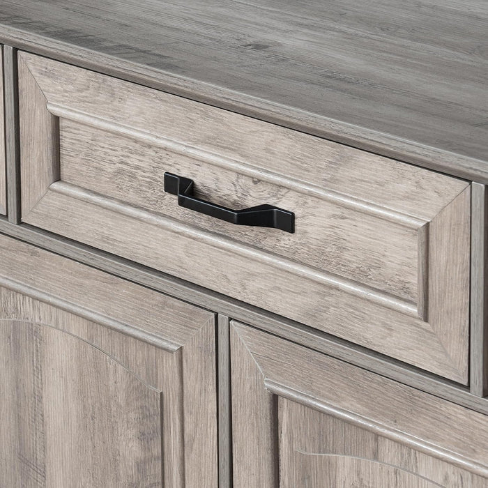 66" Large Sideboard Buffet Cabinet with Storage, Farmhouse Buffet Sideboard | Grey Coffee Bar, Wine Bar, Rustic Kitchen Storage Cabinet with Drawers, Weathered Ash, Ample Storage Space, Adjustable Shelf