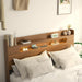 Wooden Queen Bed Frame with Storage Headboard, Farmhouse Platform
