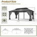 12 Ft. X 20 Ft. Gray Metal Hardtop Gazebo with Double Roof Pergola, Netting and Curtain Gray