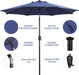 9' round Patio Umbrella with Push-Button Tilt and Hand Crank Lift System, Market Umbrella for Porch, Deck, and Patio