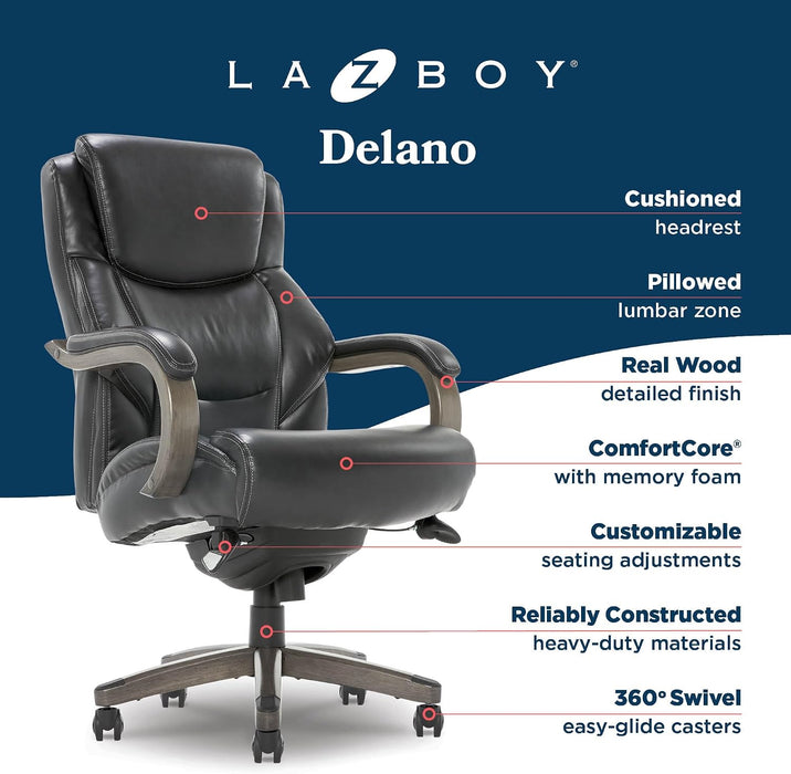 La-Z-Boy Big and Tall Executive Office Chair Lumbar Support, Leather Chair