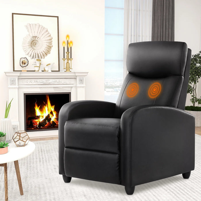 Recliner Chair Single Sofa PU Leather Padded Seat with Massage,Black