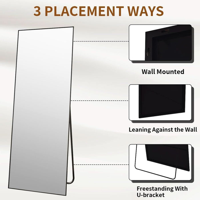 Black 21x57 Inches Full Length Floor Mirror With Stand