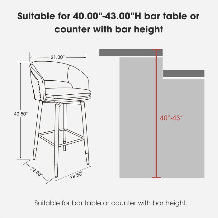 Bar Stools Set of 4, 30" H Upholstered Black Leatherette Barstools with Nailhead Trim, Modern Mid-Century Bar Height Bar Chairs with Metal Tapered Legs for Kitchen Island, Bistro