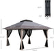 13' X 13' Pop up Gazebo with Netting, UPF 50+ Instant Canopy Tent Shelter with Water/Sand Bags, Wheeled Carry Bag, for Outdoor, Garden, Parties, Light Gray