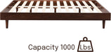 Fly Wooden Bed Frame without Headboard, Crafted from Walnut, Rubber Wood with Silent Slats and Wood Central Supports, 1000 Lb Capacity, Effortless Assembly, Queen - Dark Walnut