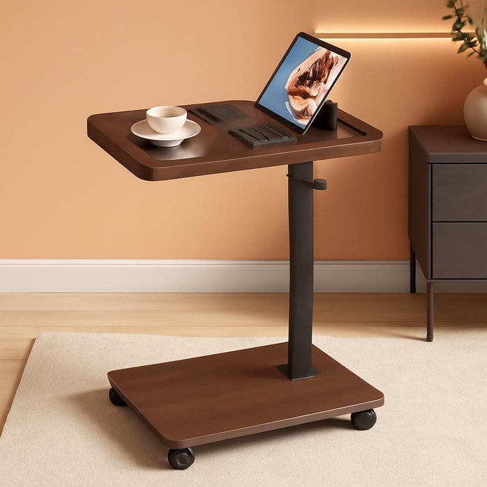 C Table End Table Adjustable Height, 360°Swivel TV Tray Table for Small Spaces, Couch Tables That Slide Under, C Shaped Side Tables Living Room and Bedroom for Sofa, Bed,Chair, Snack (Walnut Brown)