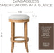 Eva 31 Inch Tall Bar Height Rotating Backless Barstool in Weathered Oak Finish with Sand Color Fabric Upholstered Seat