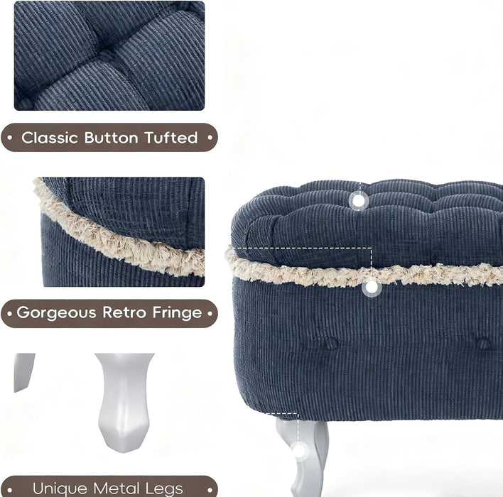 29.5" Ottoman with Storage Upholstered Foot Stools for Living Room,Bedroom,Entryway-Blue