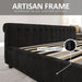 Queen Size Platform Bed Frame, Velvet Upholstered Sleigh Bed with Scroll Wingback Headboard Footboard/Button Tufted/No Box Spring Required/Easy Assembly/Black