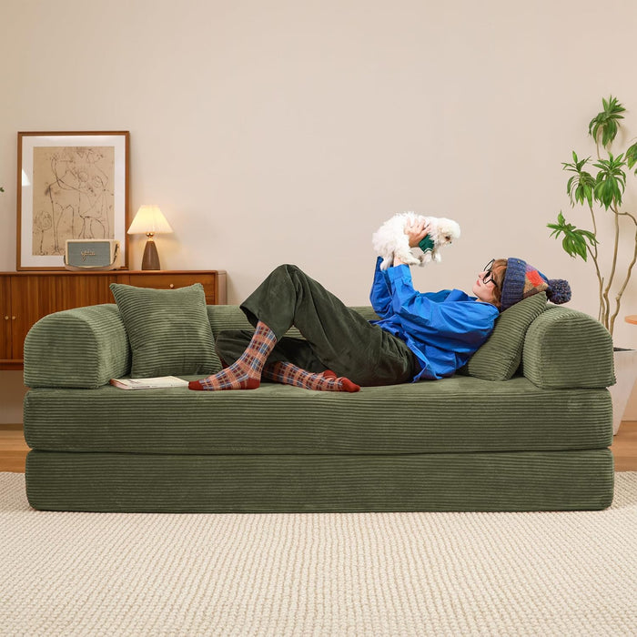 SeventyNineIn Convertible Sleeper Sofa Light Green