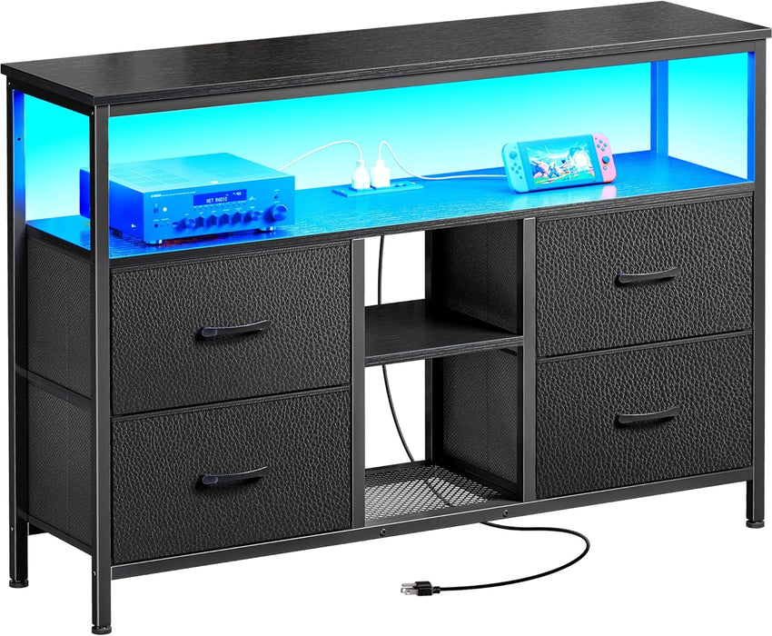 Black TV Stand with LED Lights