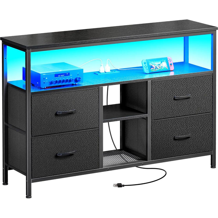 Black TV Stand with LED Lights